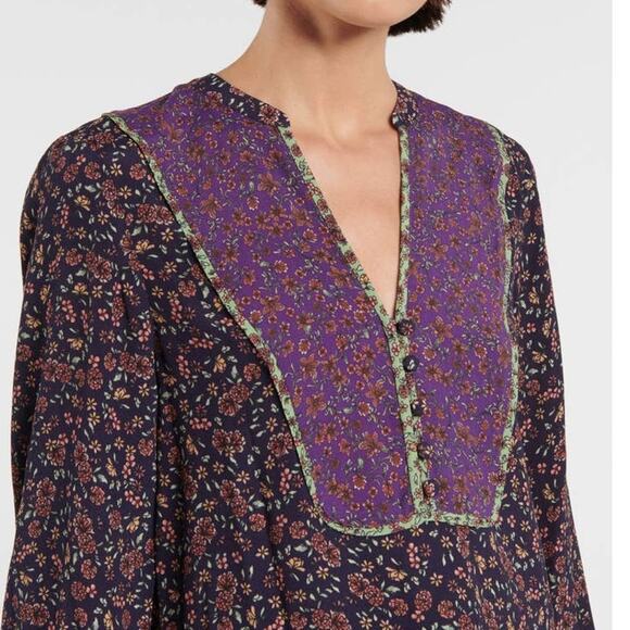VERONICA BEARD Betta floral blouse Green Purple Size 0 NWT - Picture 16 of 16